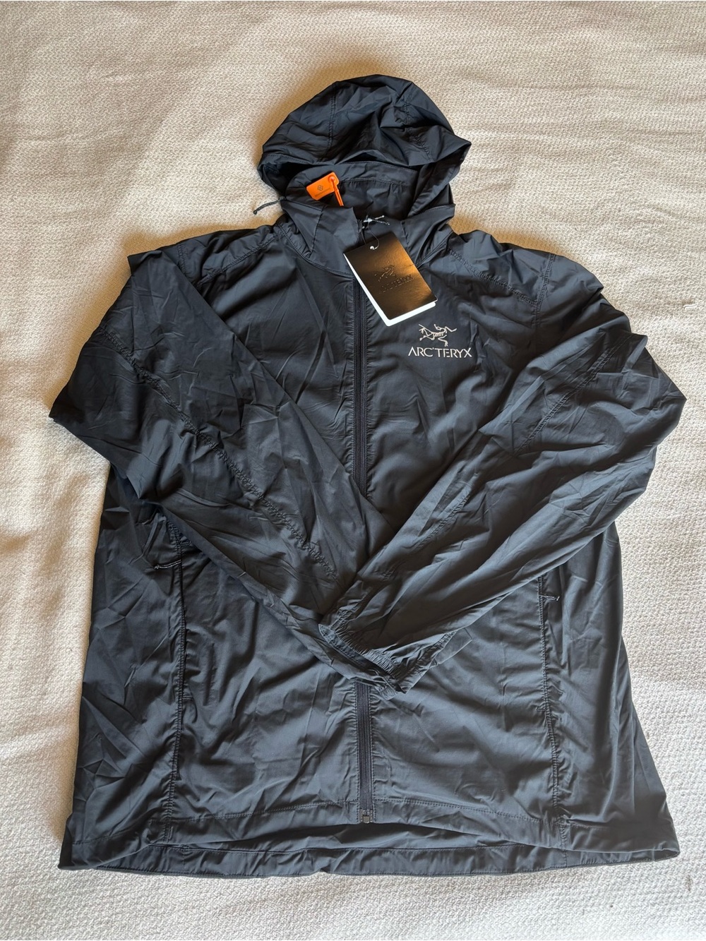 Arc'teryx Black Lightweight Hooded Windbreaker Jacket